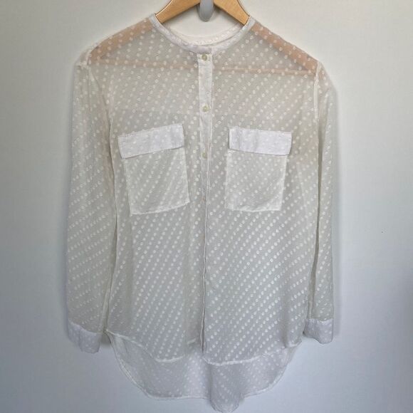 Madewell Ice Leaf Blouse Sheer Dots in Ivory - Picture 2 of 7